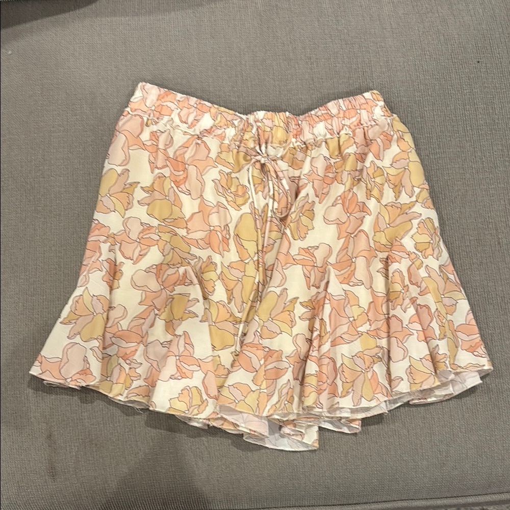 Orange Ruffled Tie Front Skater Mini Skirt
